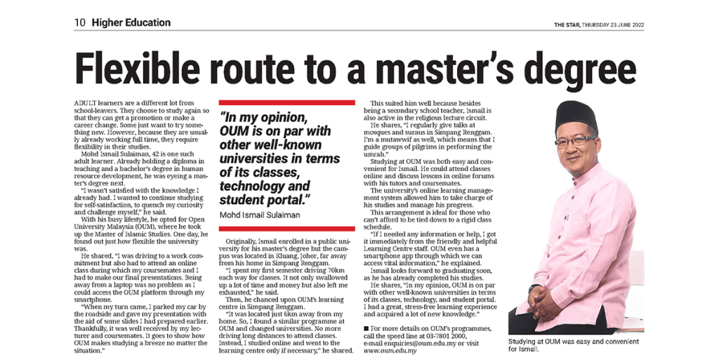 Flexible Route to Masters